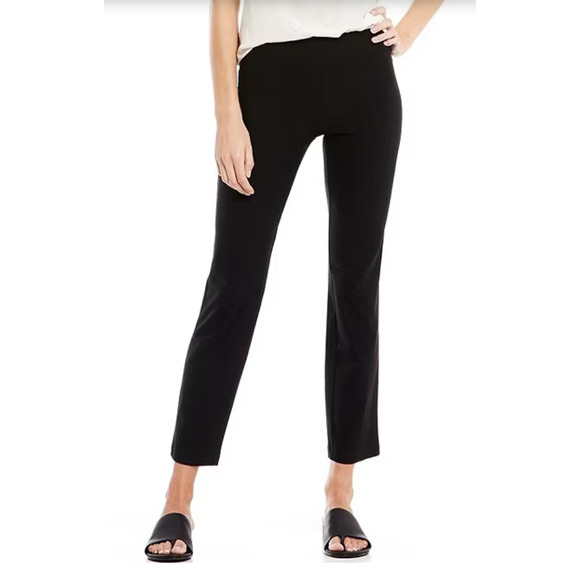 EILEEN FISHER Black System Washable Stretch Crepe Slim Ankle Pant Size Small - Picture 5 of 9